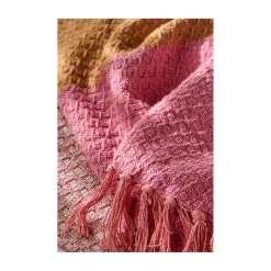 Bomuldsplaid - pink/mustard