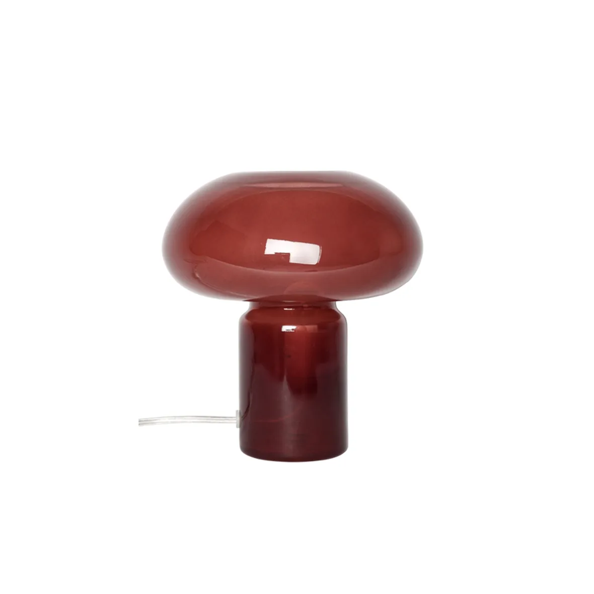 Bordlampe af glas - mørkerød