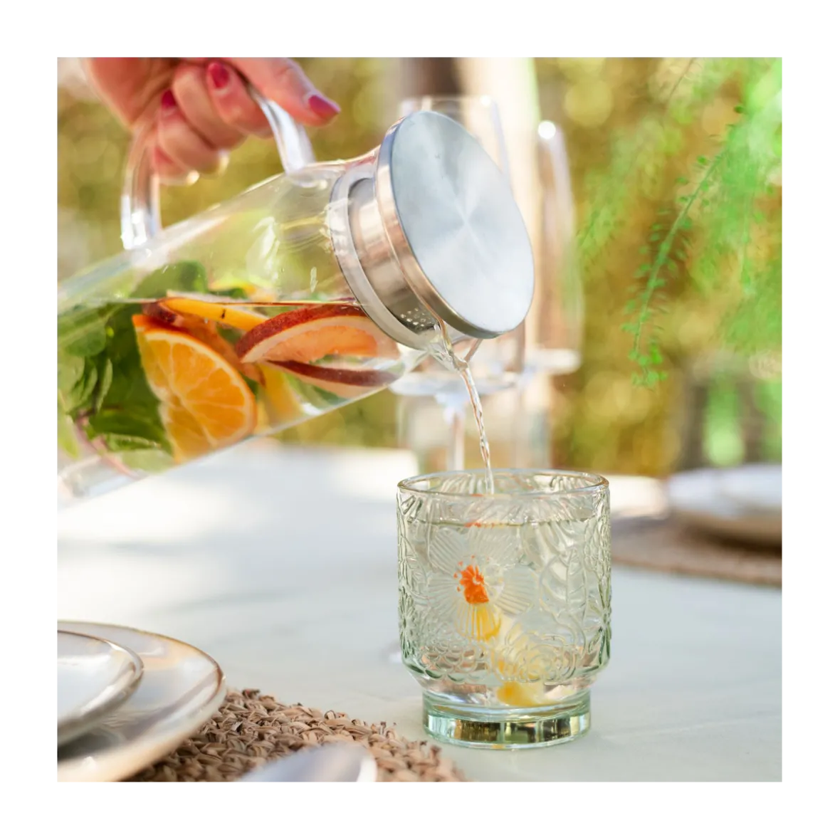 Drikkeglas "Flora" 30 cl. grøn - 4 stk.