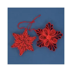 Håndlavet papirpynt - ''Quilled stars'' - rød - 2 stk.