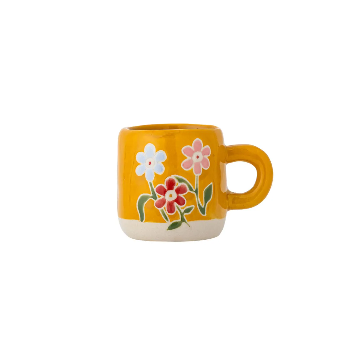 Kop med hank "Millie" - multi flowers gul