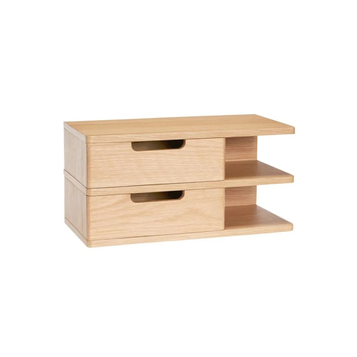 Open shelf med to skuffer