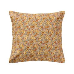 Pudebetræk 60x60 cm. - m/gule, blå, orange og lilla blomster