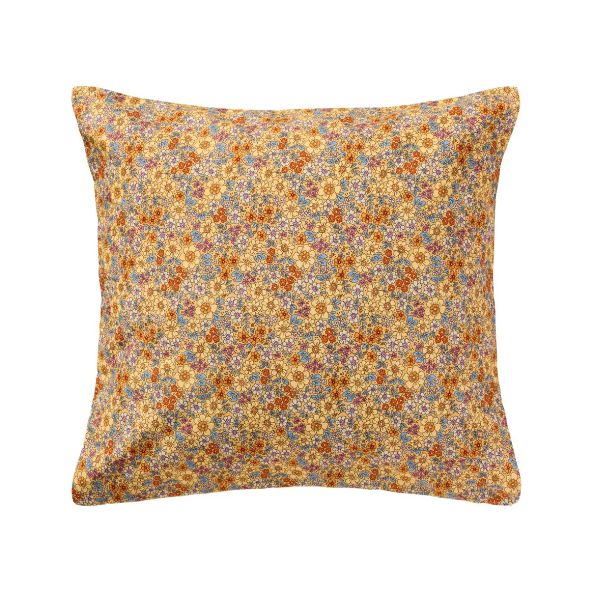 Pudebetræk 60x60 cm. - m/gule, blå, orange og lilla blomster