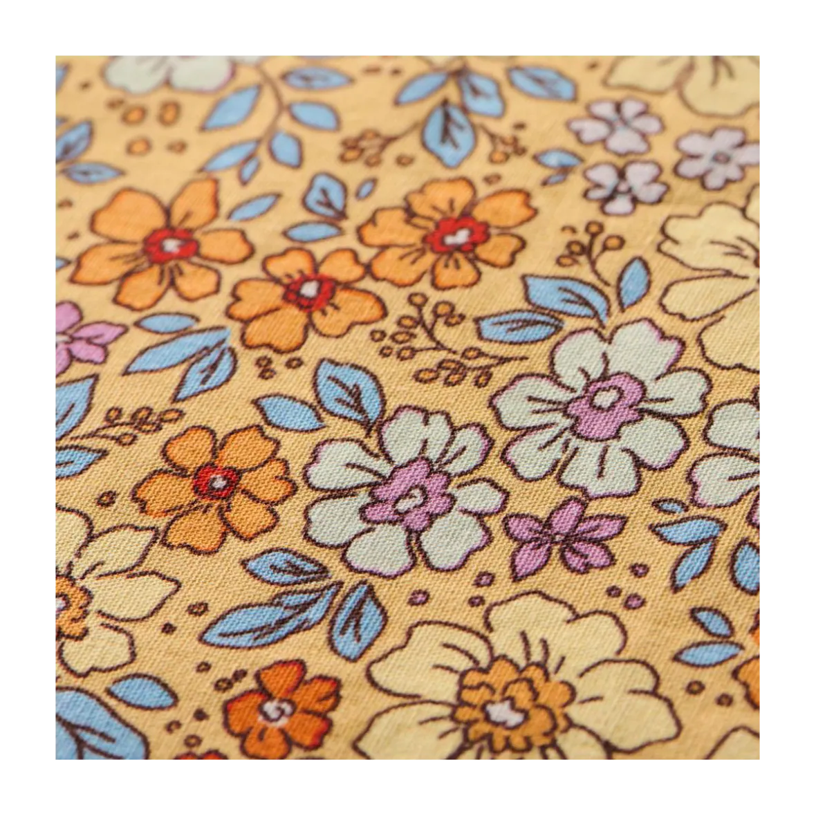 Pudebetræk 60x60 cm. - m/gule, blå, orange og lilla blomster