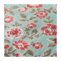 Pudebetræk 60x60 cm. - m/rustfarvede blomster og grønne blade