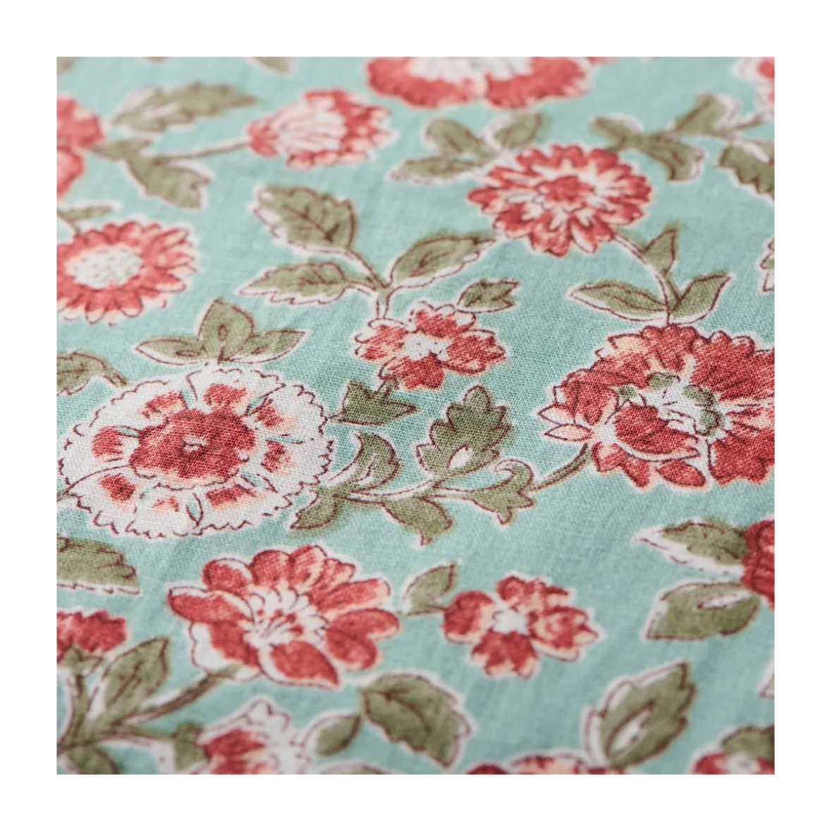 Pudebetræk 60x60 cm. - m/rustfarvede blomster og grønne blade