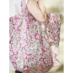 Quiltet taske paisley - pink