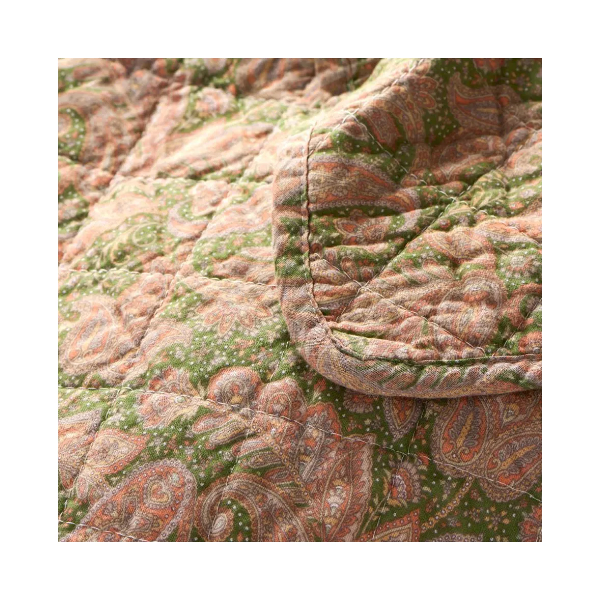 Quilt - Grønt og rosa paisleymønster