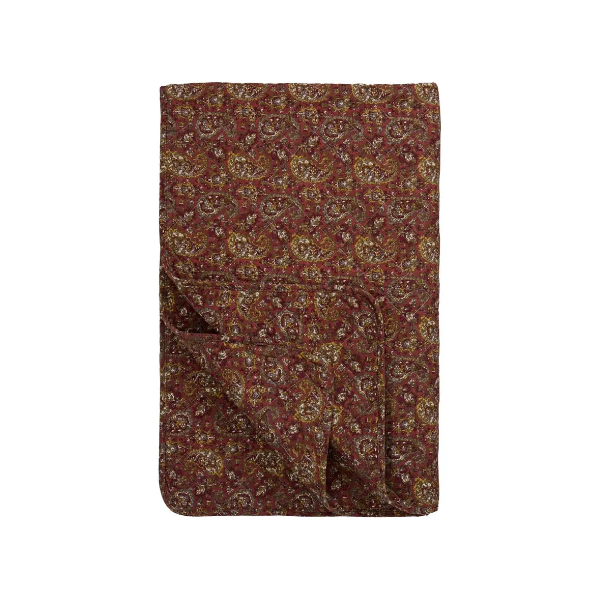 Quilt - Mørkrosa, grå og grønt paisleymønster