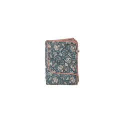 Quilt tæppe - Blå blomst m. rødstribet kant