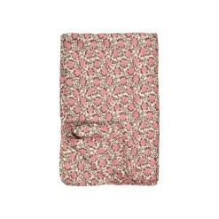 Quilt tæppe - creme med lyserøde blomster