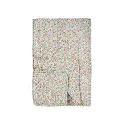 Quilt tæppe - hvid med blomster