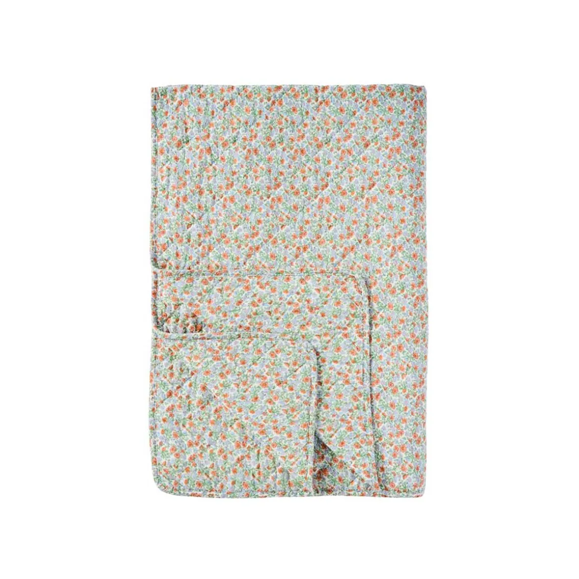 Quilt tæppe - hvid med blomster