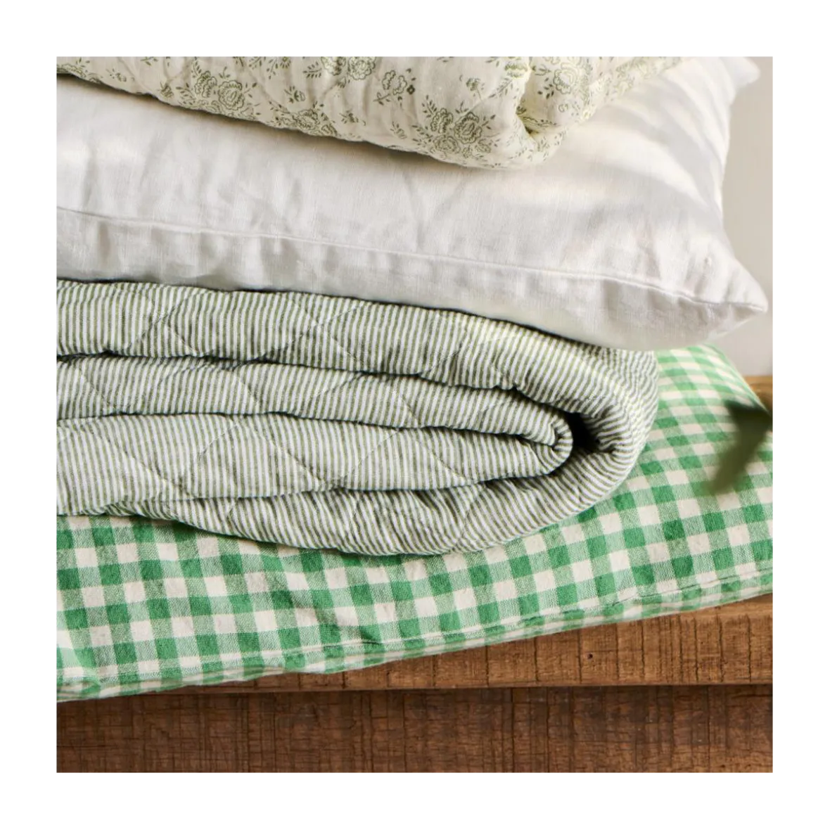 Quilt tæppe smalle striber - grøn
