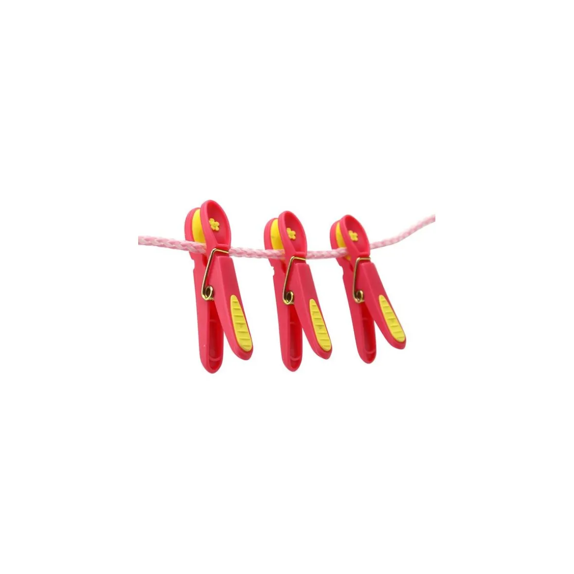 Tøjklemme - Pink med gul blomst